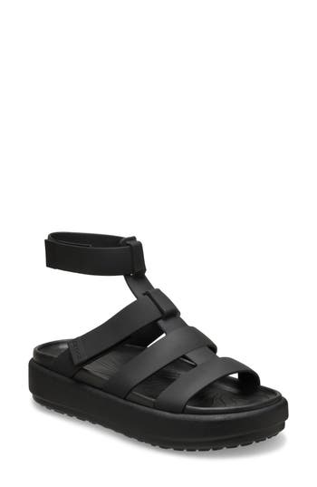 Crocs Brooklyn Luxe Gladiator In Black/black