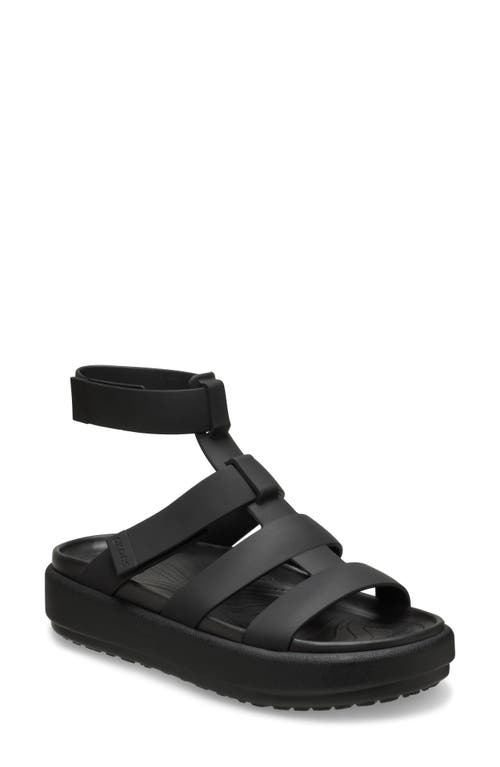 Shop Crocs Brooklyn Luxe Water Resistant Gladiator Fisherman Slide Sandal In Black/black