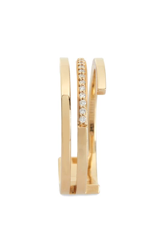 14k Yellow Gold Triple Band Diamond Ring In Yellow Gold/diamond