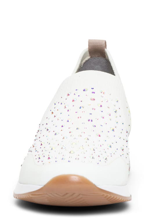 Ara Layton Rhinestone Slip-on Shoe In White Wovenstretch W/stones