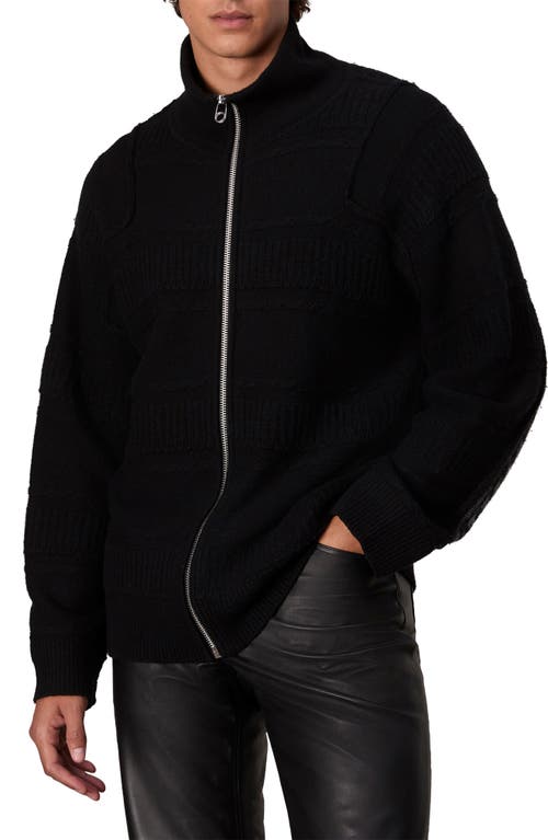 Shop Rag & Bone Colton Zip Front Extrafine Merino Wool Blend Sweater In Black