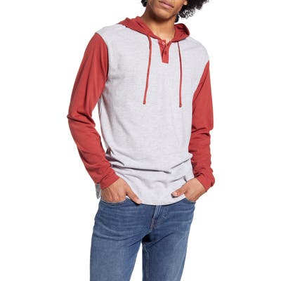 Rvca Pick Up Hooded Henley Sweatshirt, Red