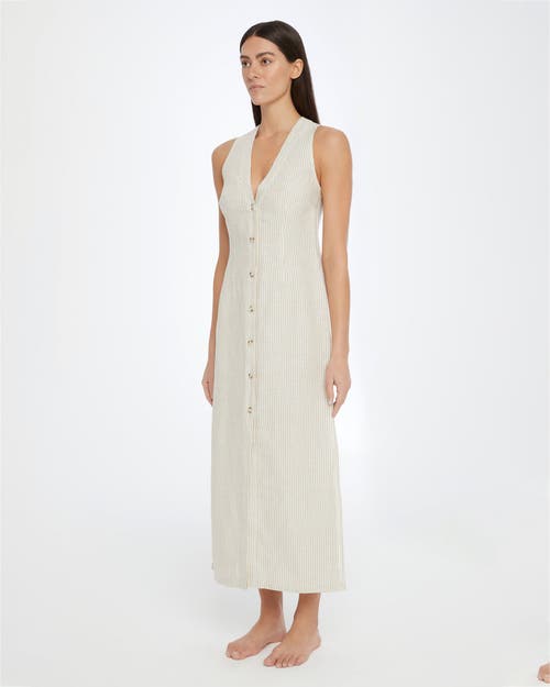 Onia Air Linen Button Down Maxi In Jute/white