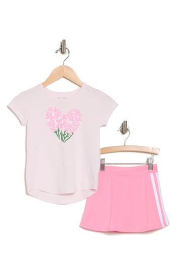 Adidas Originals Adidas Kids' T-shirt & Mesh Skort In Pink