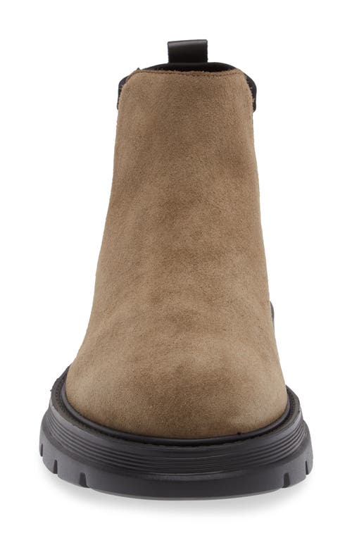 Shop Stuart Weitzman Aiden Chelsea Boot In Taupe/black