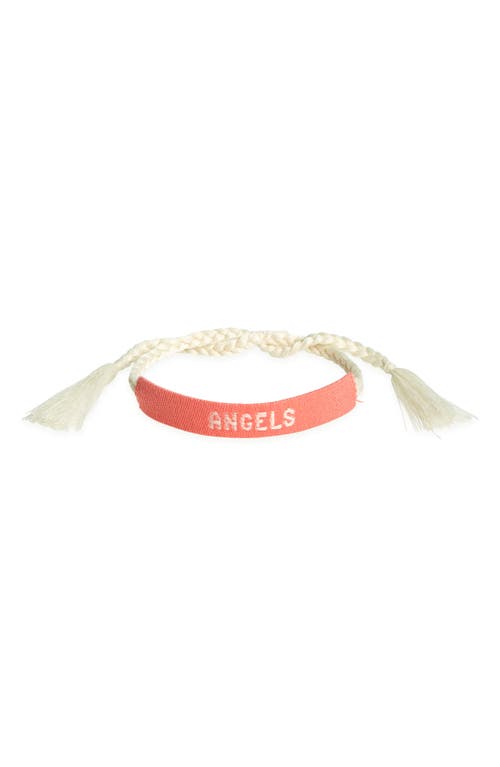 Palm Angels Embroidered Slider Bracelet in Pink/Off White