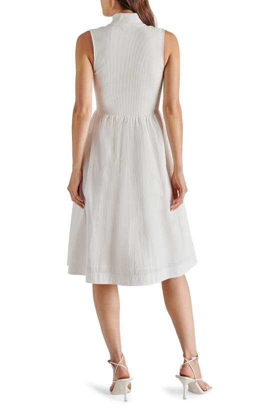 Shop Steve Madden Berlin Sleeveless Half-zip A-line Dress In White