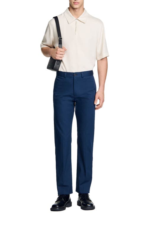 Shop Sandro Straight-leg Chinos In Dark Navy