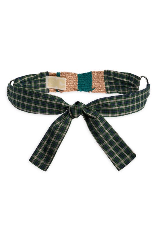 Shop Sc103 Warp Plaid Bow Belt In Earth