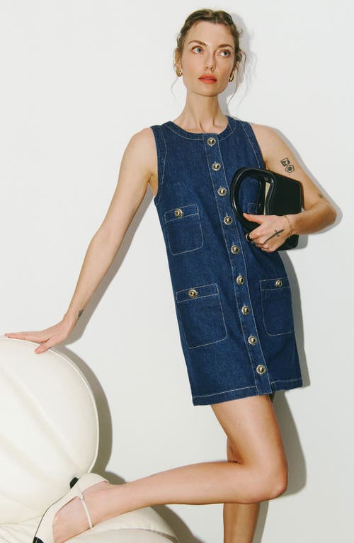 REFORMATION REFORMATION TROPEZ SLEEVELESS DENIM MINIDRESS
