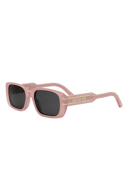 Shop Dior Signature S12i 53mm Rectangular Sunglasses In Shiny Pink/smoke