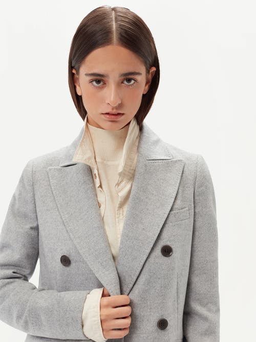 Gobi Mongolian Cashmere Cashmere Peak Lapel Long Coat In Vapor Blue