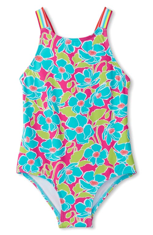 Hatley Kids' Floating Poppies One-Piece Swimsuit Purple at Nordstrom,