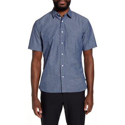 Goldwin Short Sleeve Snap Front Travel Shirt, Blue