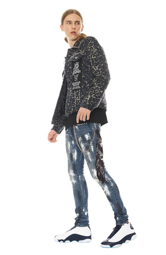 Cult Of Individuality Punk Ripped Stretch Super Skinny Jeans In Leopard