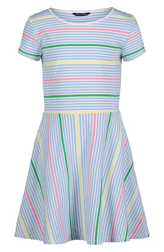 Shop Tommy Hilfiger Kids' Stripe Short Sleeve Dress In Placid Blue