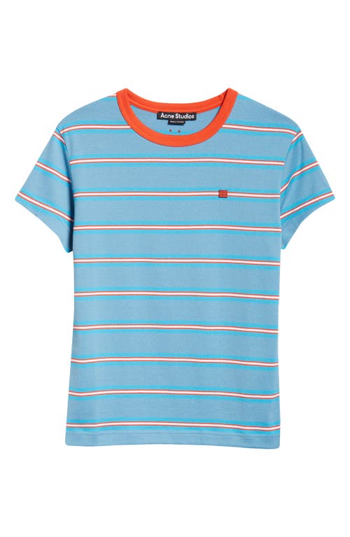 Acne Studios Emmbar Stripe Fitted T-shirt In Sea Blue