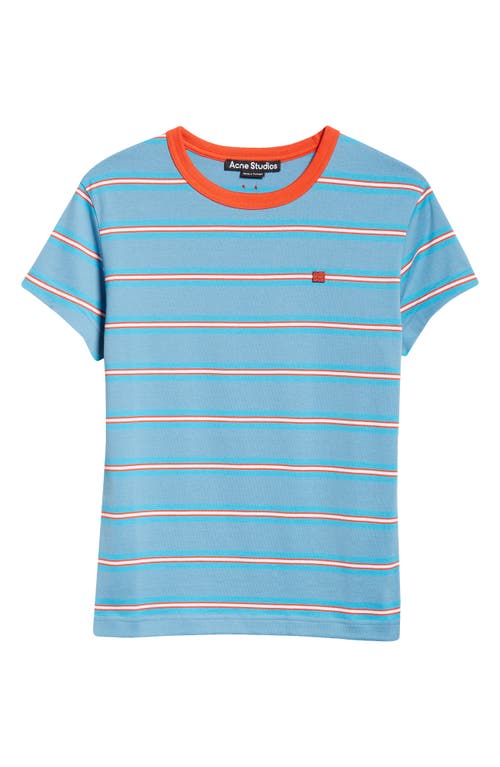 Shop Acne Studios Emmbar Stripe Fitted T-shirt In Sea Blue