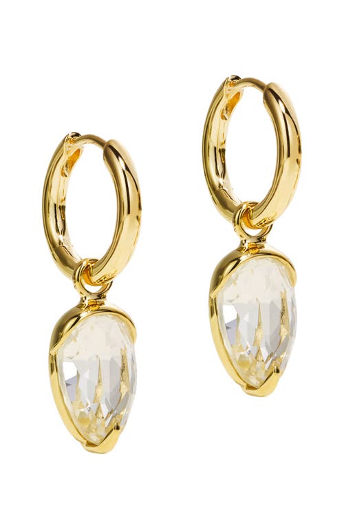 By Pariah Acorn Drop Hoop Earrings In White Topaz