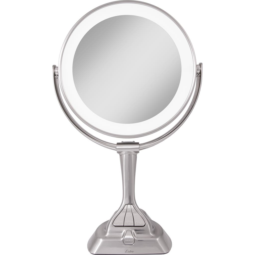 Zadro Lighted Makeup Mirror With 10x/1x Magnification & Smart Dim Controls In Satin Nickel
