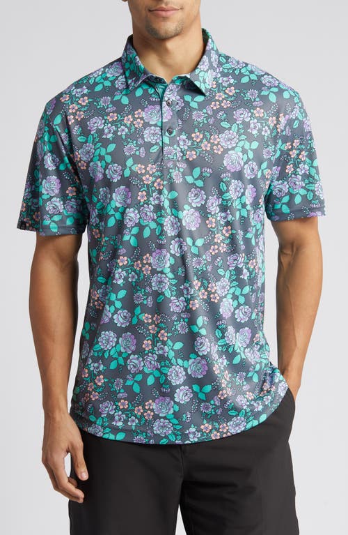 Swannies Chase Floral Golf Polo Graphite at Nordstrom,