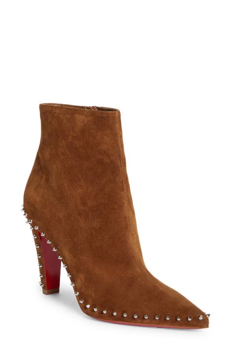 Christian Louboutin Glory Leather Red Sole Chelsea Booties in Brown