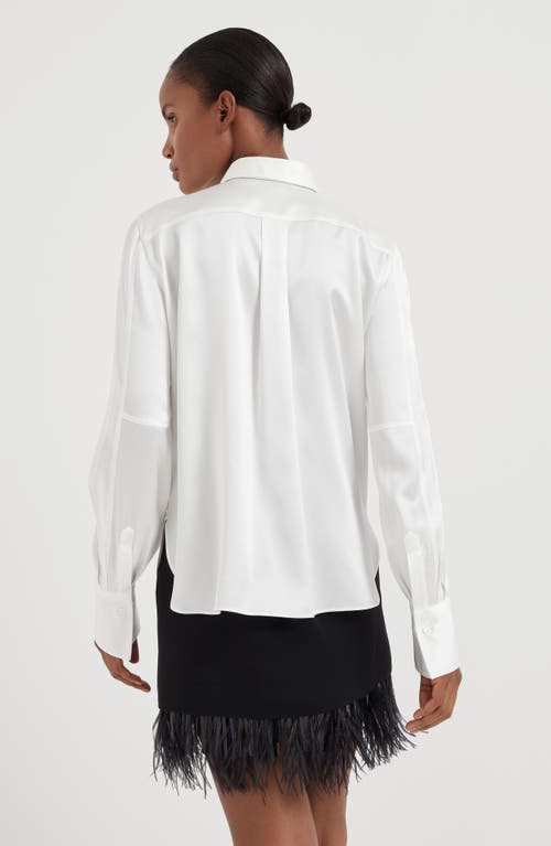 Shop Brunello Cucinelli Satin Shirt In White