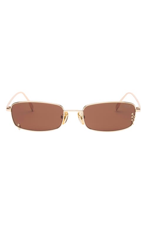 Dezi Hooked 54mm Rectangular Sunglasses In Hooked Gold/cognac