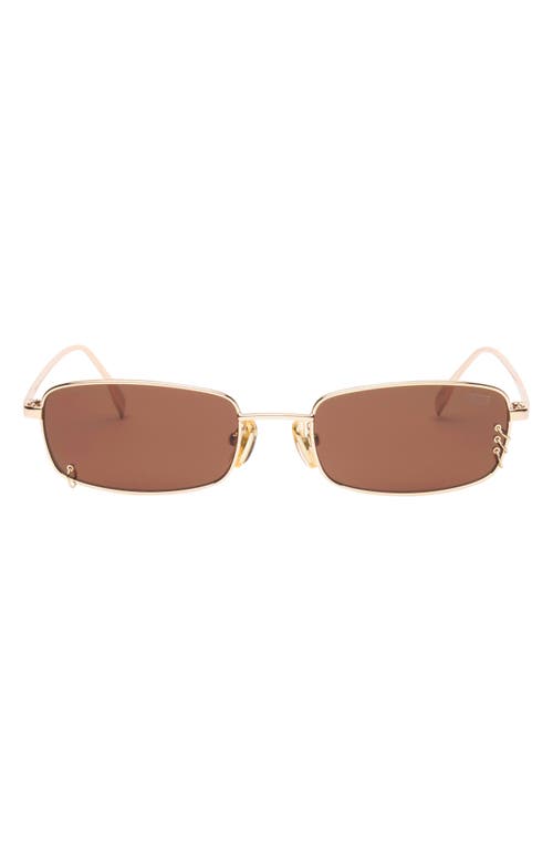 Shop Dezi Hooked 54mm Rectangular Sunglasses In Hooked Gold/cognac