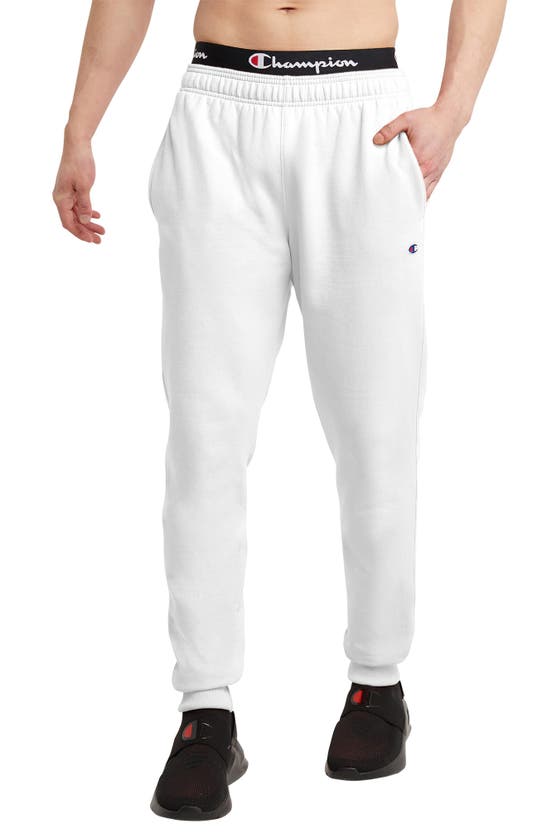 Champion Power Fleece Jogger Sweatpants In White