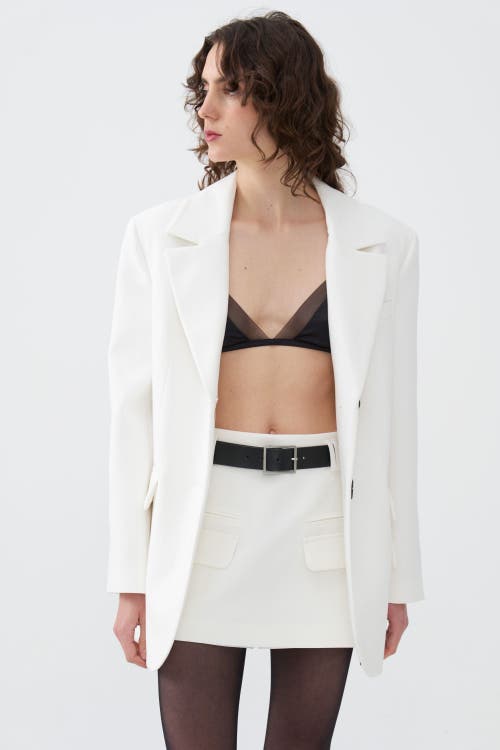 Shop Nocturne Leather Belted Mini Skirt In Ivory