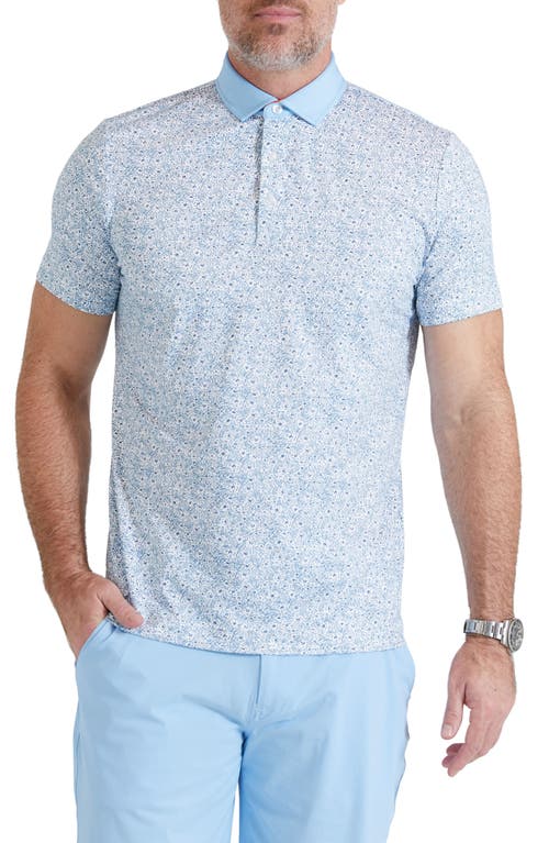 Redvanly Belmont Floral Performance Golf Polo in Blue/Bright White
