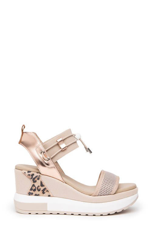 Shop Nerogiardini Bungee Metallic Platform Wedge Sandal In Taupe/rose Gold