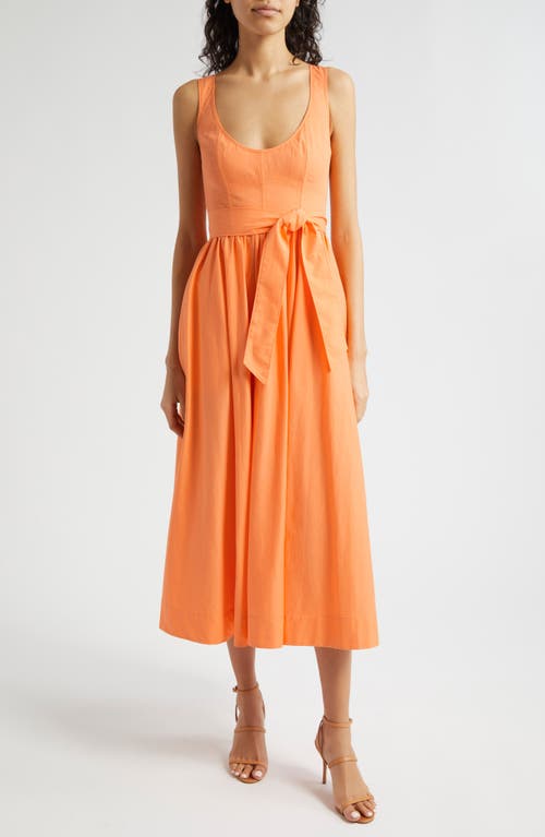 Shop Cinq À Sept Kilah Cotton Blend Midi Dress In Marmalade