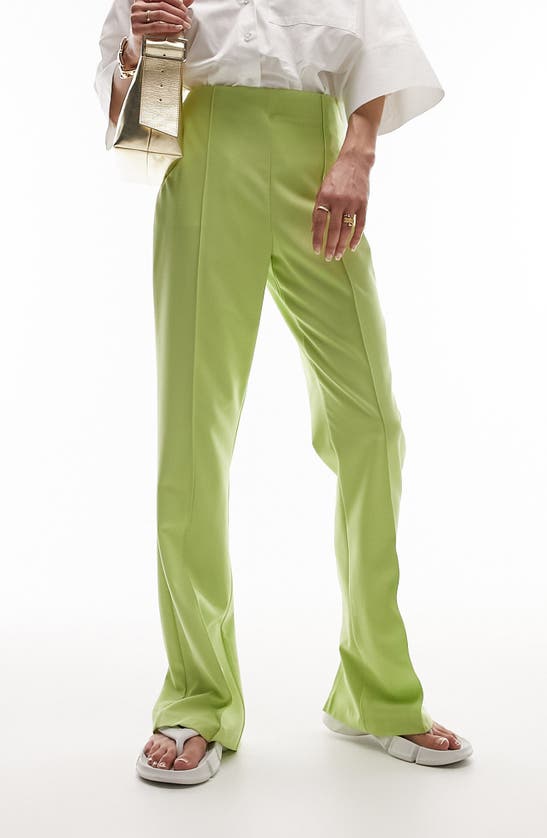 Shop Topshop High Waist Split Hem Pants In Lime