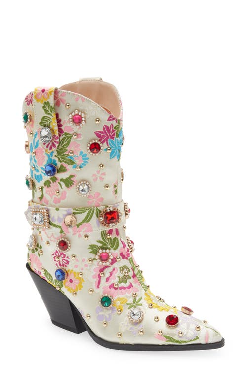 Diligent Embroidered Western Boot in Bone
