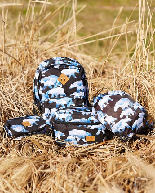 DEUX PAR DEUX DEUX PAR DEUX BOY'S DRAWSTRING BAG BLACK PRINTED POLAR BEARS