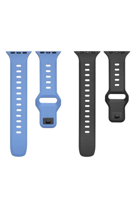 Shop The Posh Tech Assorted 2-pack Silicone Apple Watch® Watchbands In Black/navy Blue