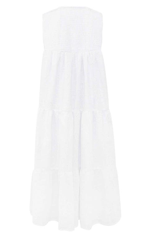 Speechless Smocked Eyelet Strapless Maxi Dress in White at Nordstrom, Size X-Large