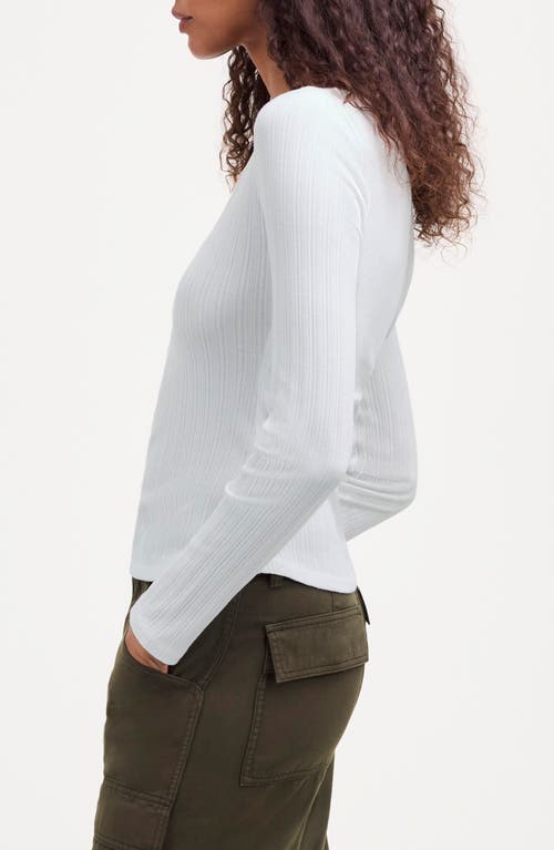 Shop Madewell Pointelle Scoop Neck Long Sleeve Top In Eyelet White