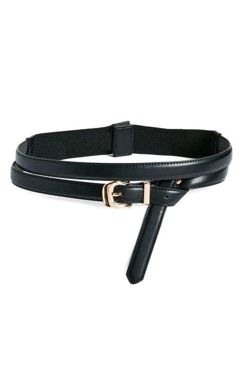 Cora Double Strap Faux Leather Belt in Black