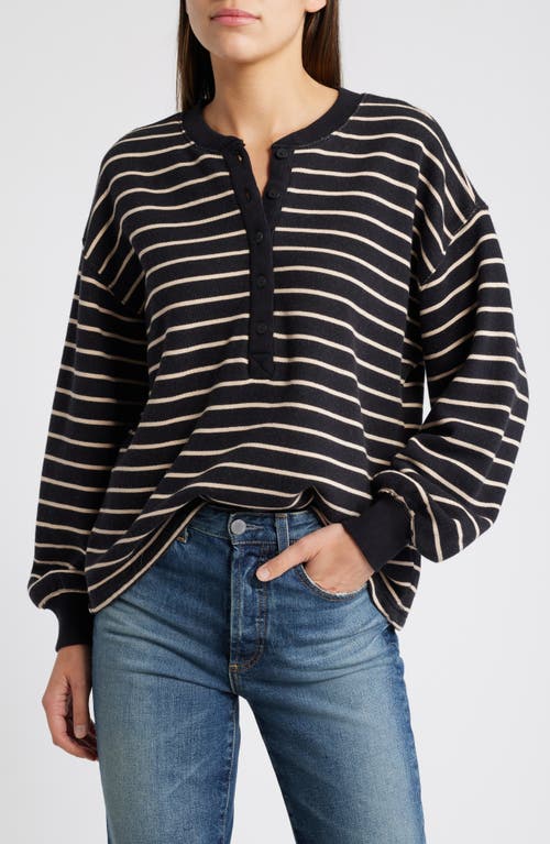 Shop Rails Joan Stripe French Terry Top In Black Ivory Stripe