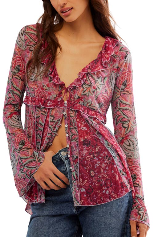 Shop Free People Wildest Dreams Floral Tunic Top In Raspberry Combo