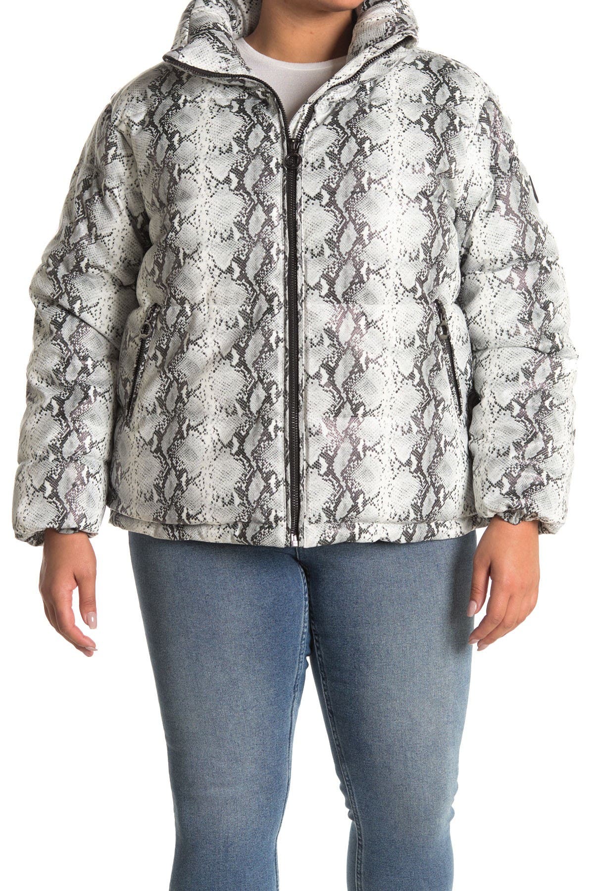 snake print puffer jacket
