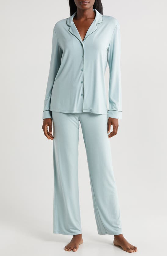 Shop Nordstrom Moonlight Eco Knit Pajamas In Teal Mist