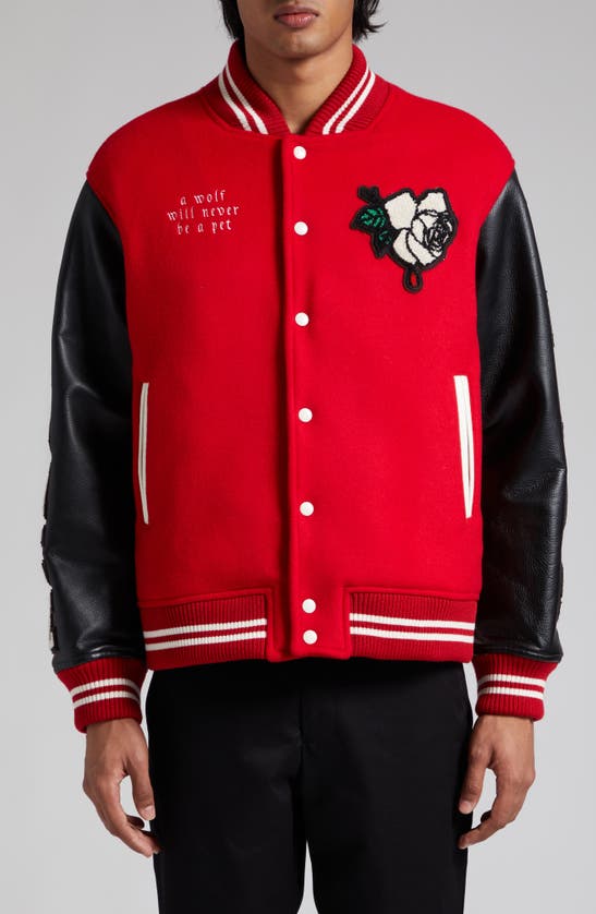 Undercover Patch-detail Buttoned Bomber Jacket In Red