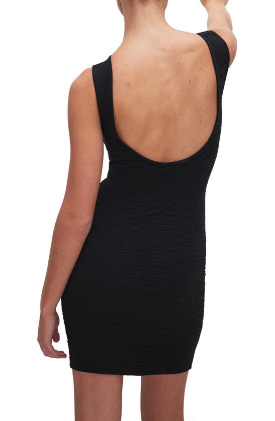 Shop Good American Scrunchie Scoop Back Body-con Minidress In Black001