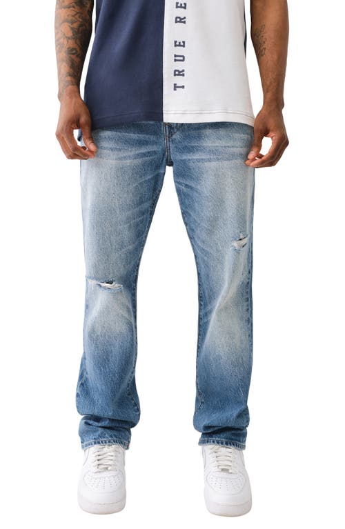 True Religion Brand Jeans Ricky Rope Stitch Straight Leg Distressed Itonda Medium Wash With Rips at Nordstrom,