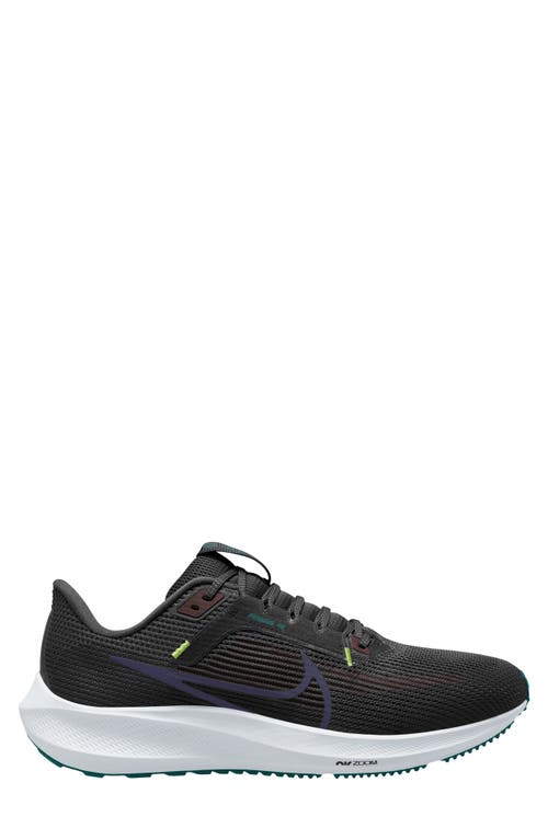 Nike Air Zoom Pegasus 40 Running Shoe In Black/purple Ink/burgundy