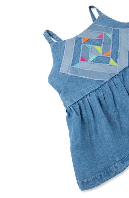 Shop Peek Essentials Embroidered Patchwork Chambray Tank & Bloomers In Light Stone